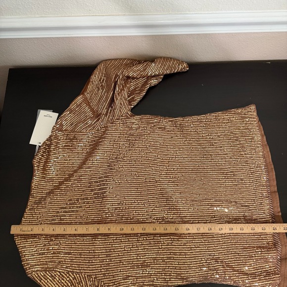 Grace Karin Sequin Top Women Medium Brown Glitter V-Neck 3/4 Sleeve Party Blouse - Picture 10 of 12